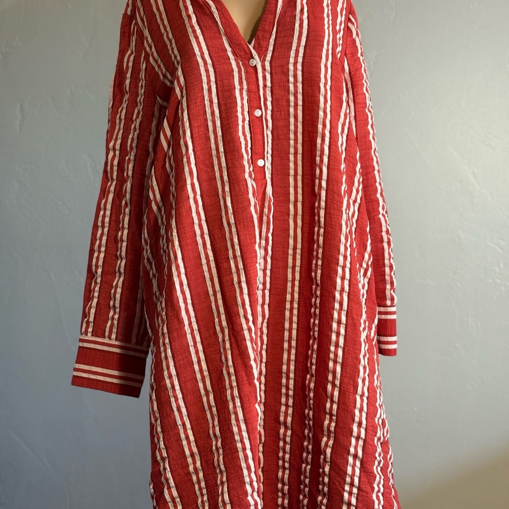 ZARA Woman Premium Denim Collection  Stripped Textured  Dress Size XL